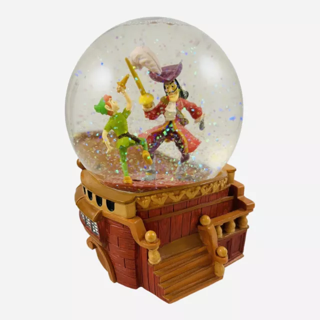 Disney Peter Pan Captain Hook Color Snow Globe Pirate Ship Music You Can Fly