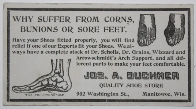 Vintage Ink Blotter Advertising Joseph A. Buchner Shoe Store In Manitowoc, Wis