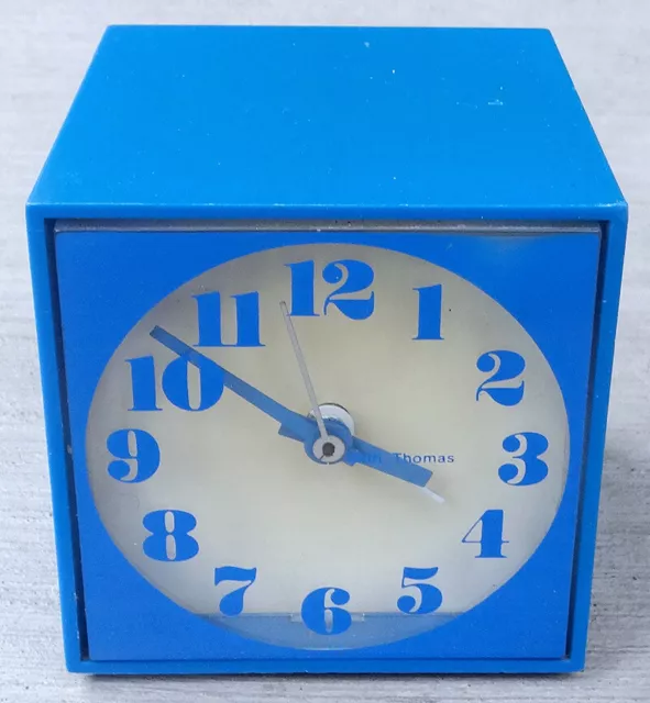 Vintage Seth Thomas Cube Alarm Clock Table Desk MCM Modern Mini-Light 507 Mod