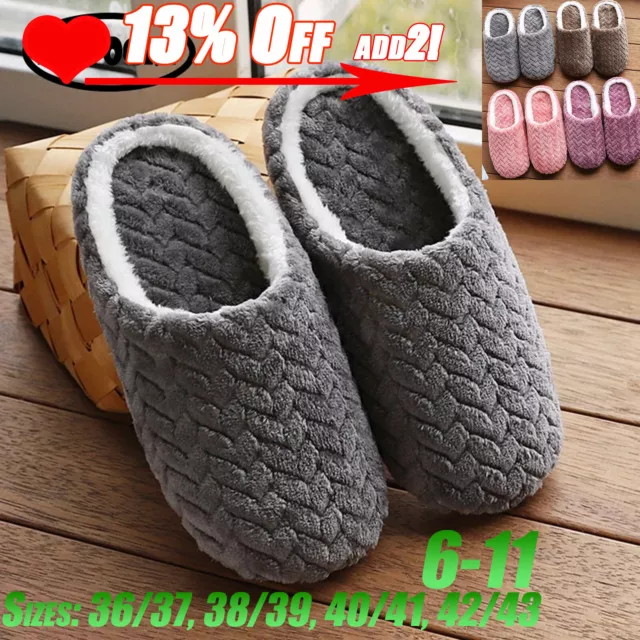 for Men Women Slippers Slip On Plush Soft Winter Warm Ladies Home Indoor Shoes