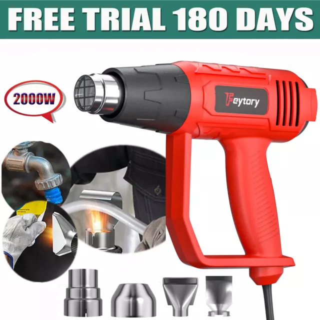 Heat Gun 2000W Hot Air Gun Dual Temperature 4 Nozzles Tool 220V 300°C / 600°C