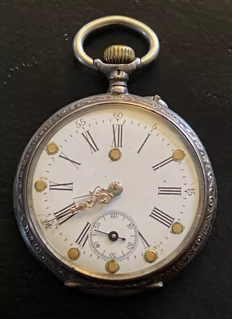 Antico Grazioso 800er Argento Orologio Tascabile - Uomo