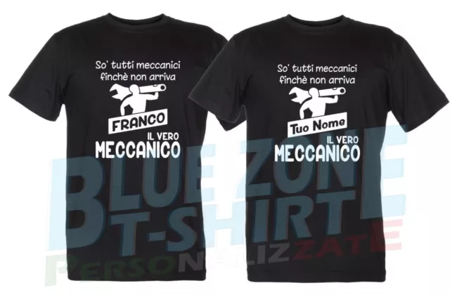 Maglietta Il Vero Meccanico Personalizzata con Nome T-Shirt Divertente Uomo Auto