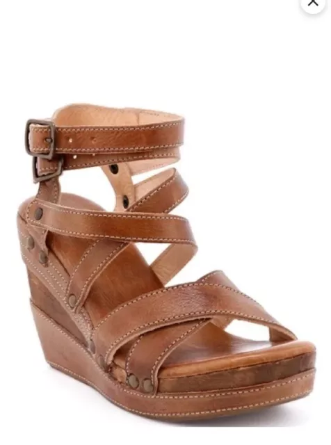 Bed Stu Juliana Leather Strappy Wedges 7 Summer Sandals Platform Wedge