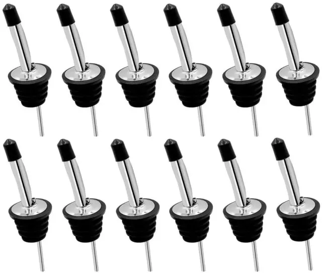 Liquor Pourer,12Pack Stainless Steel Liquor Spirit Bottle Speed Pourers Tapered