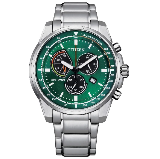 Cronografo Citizen Racing OF Eco Drive Quadrante Nero Cinturino in Acciaio