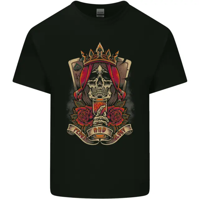 T-shirt top Skull King carte da gioco biker moto uomo cotone