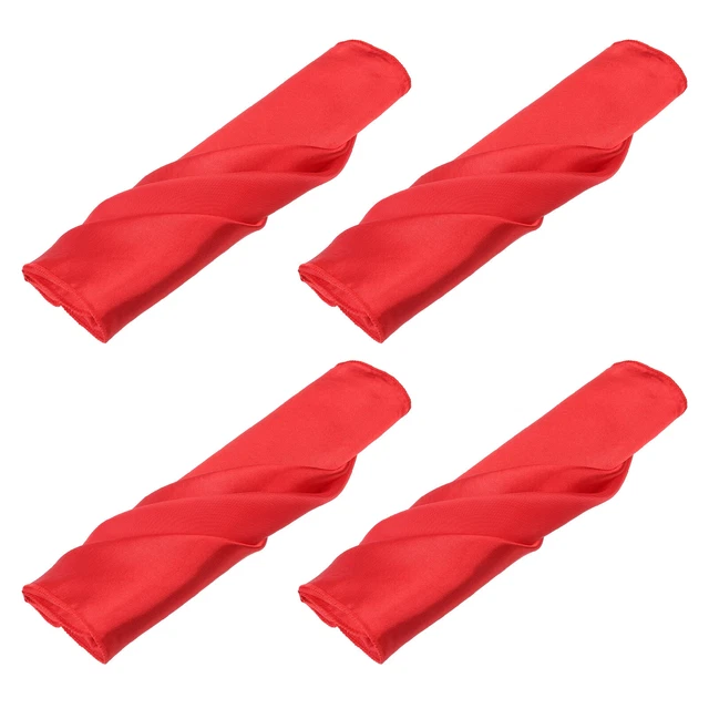 12pcs Red Satin Table Napkins Polyester Square Bright Table Napkin 20×20 Inch