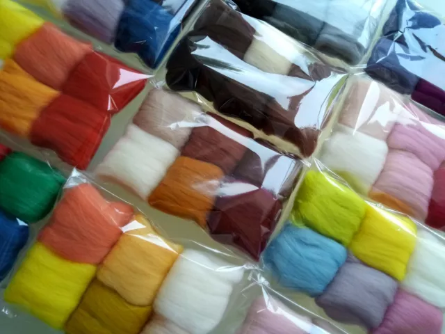 Assorted Colours* 100% Merino Wool Tops for Wet & Dry Felting, Packs of 30 grams 3