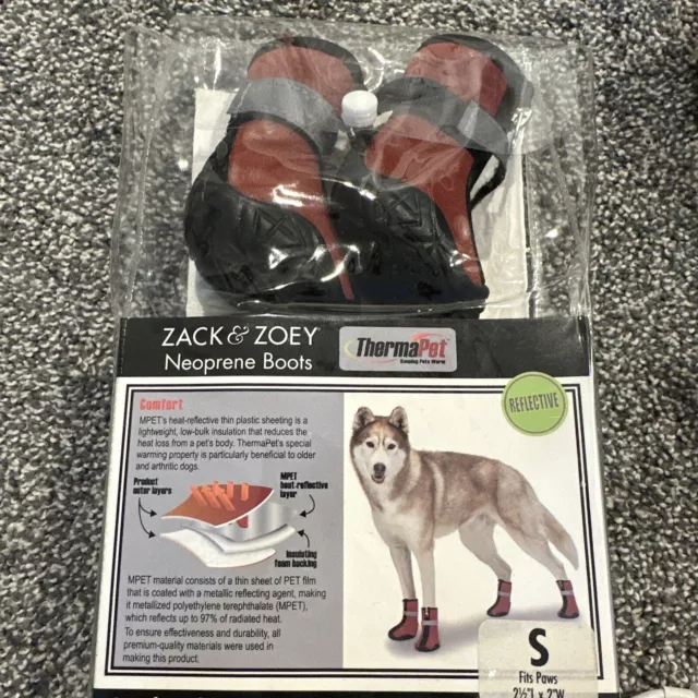 Zack & Zoey ThermaPet Neoprene Dog Boots, Small Red With Reflector Strip Small
