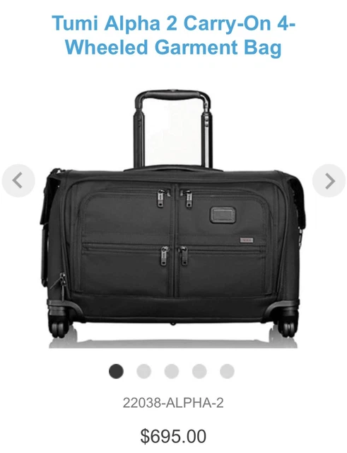 Tumi Alpha 2 Garment Bag 4 Wheeled Carry-On Luggage Spinner Rolling Wardrobe