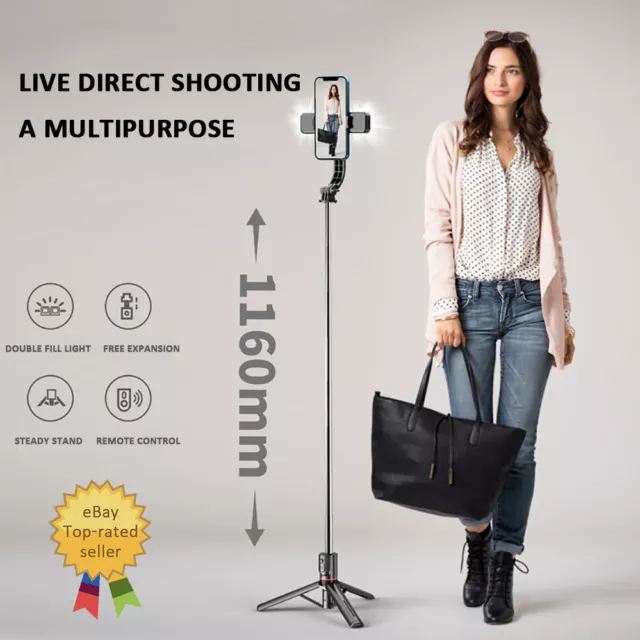 Rotating Tripod Unipod Selfie Stick Wireless Bluetooth Remote For Mobile Phone