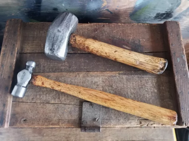 Vintage Tool Lot 3 lb STANLEY 780 Sledge Hammer plus 8oz Dunlap Ball Peen Hammer