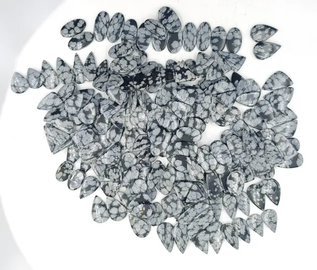 Natural Snowflake Obsidian pair Gemstone, Handmade Gemstone Wholesale Lot 72442