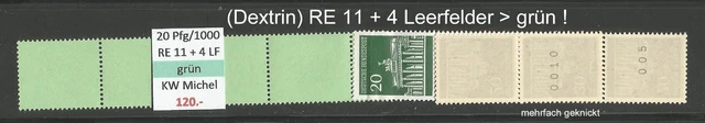 RM Brandenburger Tor 20 Pfg MiNr. 507v R RE 11 + 4 LF / RG 1000 grün postfrisch