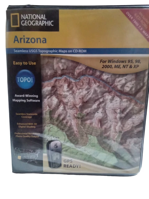 National Geographic TOPO 2003 Arizona Seamless USGS Topographic Maps on 6CD-Rom