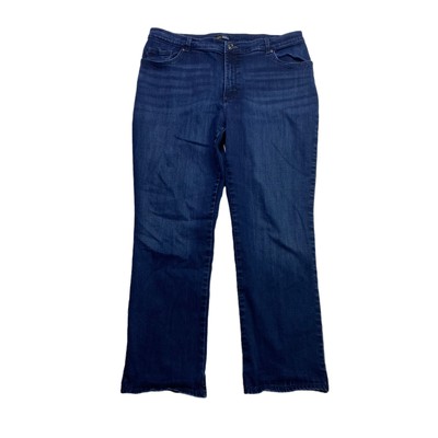 Lee Jeans Relaxed Fit Straight Leg Womens Size 18 Stretch Dark Wash Denim
