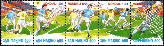 1994 Rep. Di San Marino Unificato 1418 / 1422 Blocco Azioni Calcio  Mnh **