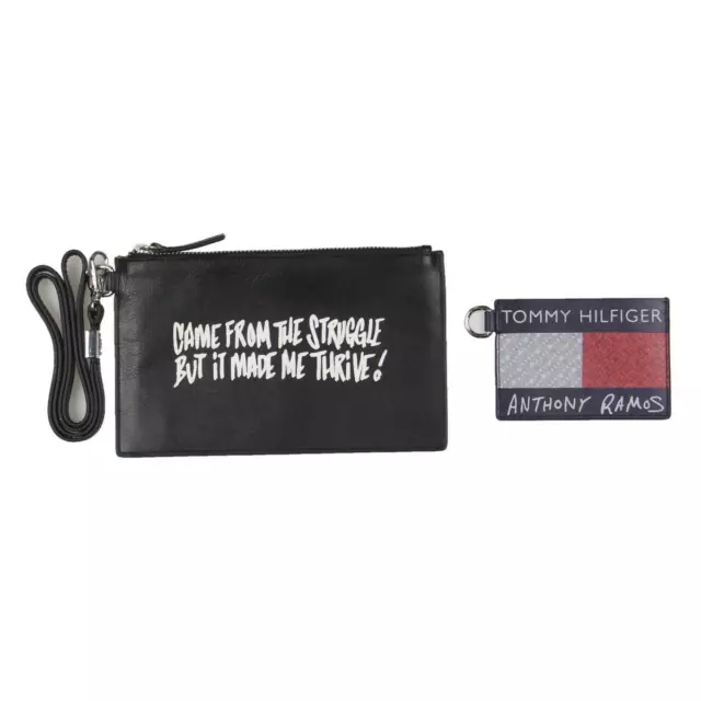 Tommy Hilfiger Womens Black Leather Slim Convertible Clutch Wallet O/S BHFO 0442