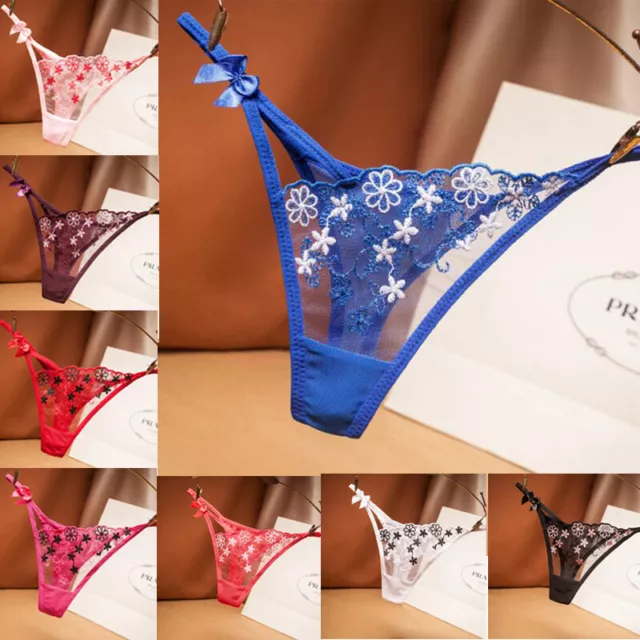 SEXY LINGERIE FLOWER Transparent Underwear Women Thongs Briefs