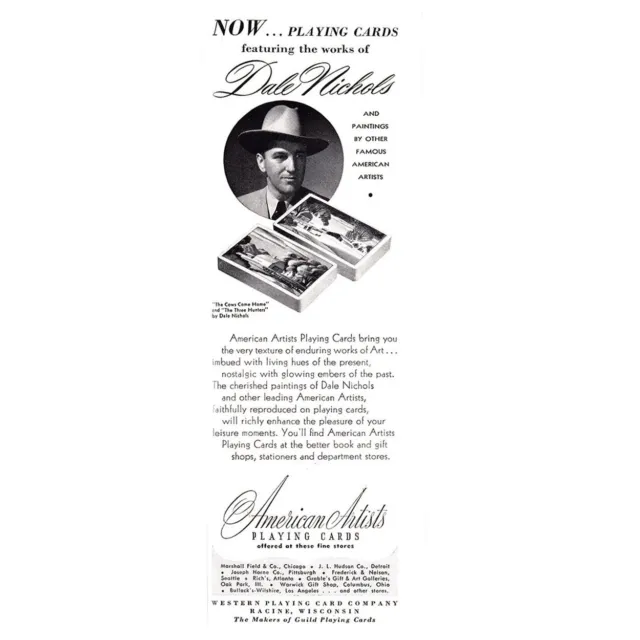 1948 American Artists Playing Cards: Dale Nichols Vintage Print Ad