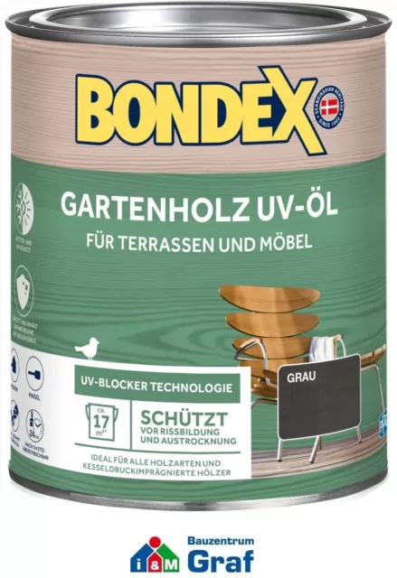 Bondex Huile Gartenholz Uv-öl pour Bois Traitement de Du Gris 0,75 L /#873352