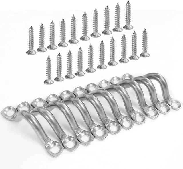 Ganfindx 10 Piece Stainless Steel 304 Bungee Deck Ring Fastening Pad Eye, with 2