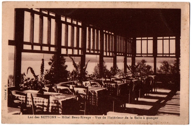 CPA 58 - Lac des SETTONS (Nièvre) - Hôtel Beau-Rivage - vue de la salle à manger