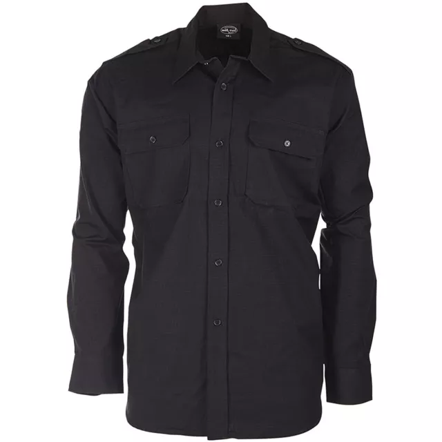 US FELDHEMD Ripstop schwarz XS-3XL Safarihemd Tropenhemd Baumwolle langarm Hemd