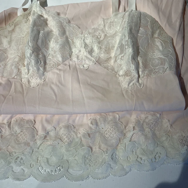 Vtg Wondermaid Sz 36 Molded Magic Pink 6 Panel Nylon Full Dress Slip Petticoat