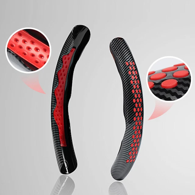 2x Red Universal Car Steering Wheel Booster Cover Carbon Fiber NonSlip USA