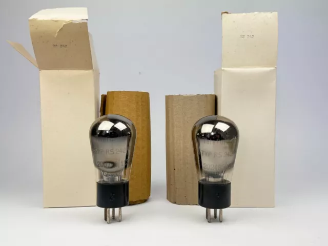 2x Telefunken RS242 Röhre Rarität Paar NOS neu black Plate Wehrmacht