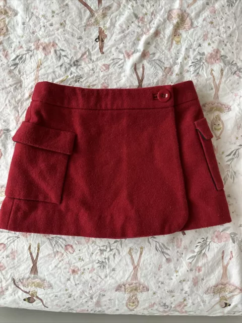 Jacadi Paris Toddler Girls Red Skirt 3T Wool