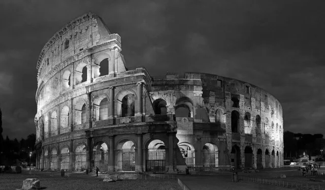 Colosseum Ancient Rome Flavian Amphitheater Night Photo Art Poster B&W PICK SIZE