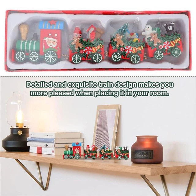 Madera Adornos de tren pequeño Suministros para fiestas Decoración de Navidad