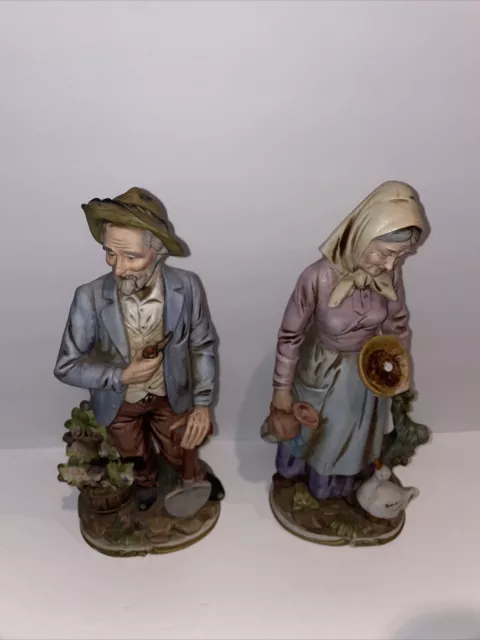 Homco CERAMIC Old Man and Woman Collection #8816 Rare Find Beautiful Set EUC!