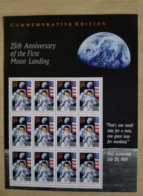 SCOTT # 2841 "25th Anniversary" First Moon Landing U.S. Stamps MNH Sheet of 12