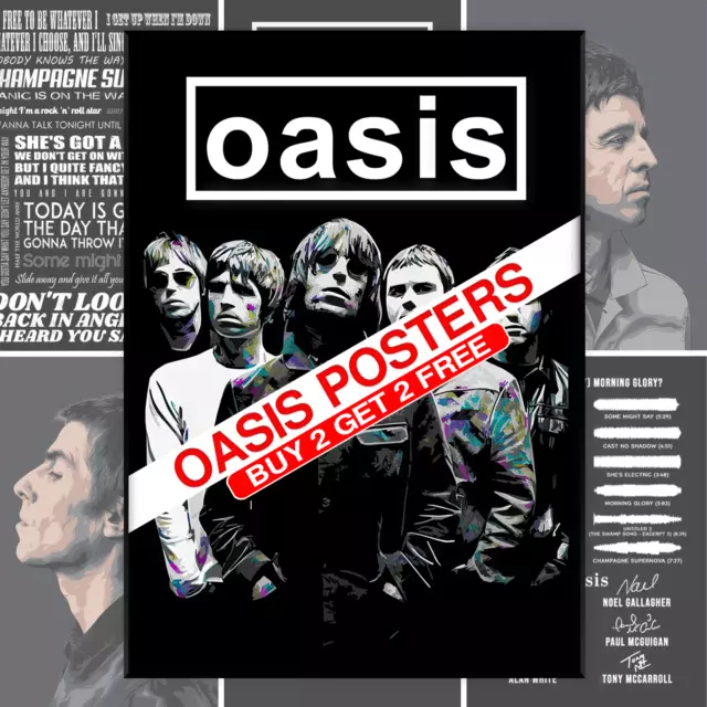 Oasis Music Poster Classic Retro Rock Vintage Wall Art Print