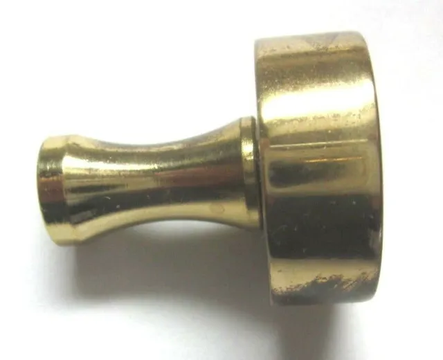 Bouton de tirage de tiroir années 1940 laiton poli solide vieilli 1" rond 1 vintage MCM 2