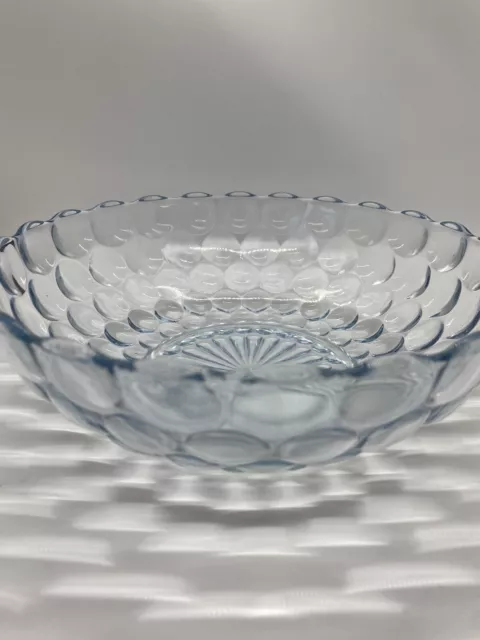 Set Of 2 Anchor Hocking 8" Bowls Sapphire Blue Bubble Pattern Depression Glass
