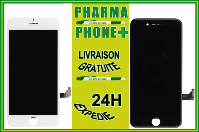 Complet Bloc Ecran Vitre Tactile + Ecran Lcd Sur Chassis Iphone 7 Blanc / Noir ✅