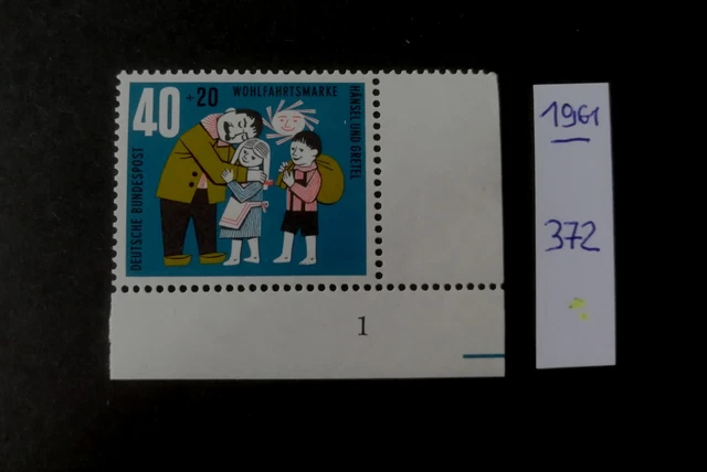 BUND BRD 1961 Mi. 372 ** Ecke 4 m. Formnummer FN 1 postfrisch  Eckrand Märchen