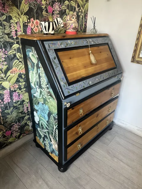 Custom Order Upcycled Bureau Chest Of Drawers Restored Wood Wallpaper Feature