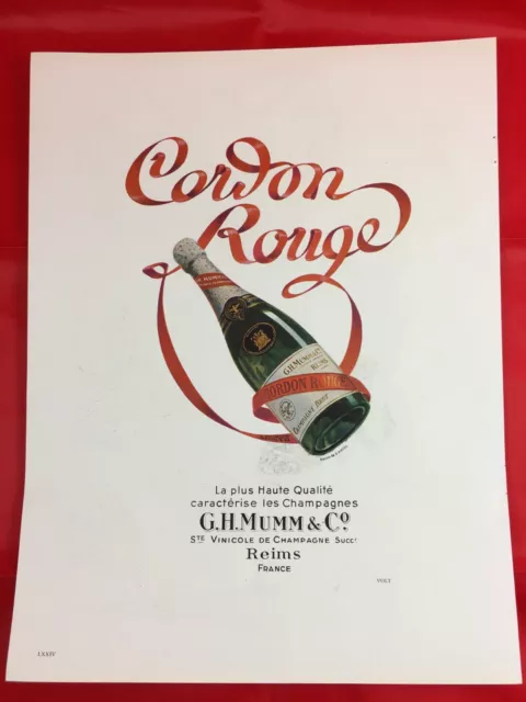 Champagne GH Mumm & C° Ancienne Publicité presse papier magazine French Ads