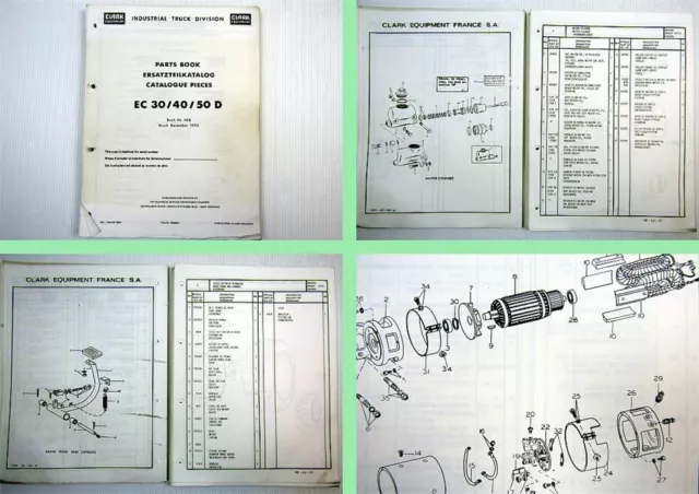 Clark EC 30 40 50 D Ersatzteilliste Parts List Catalogue Pieces 1973