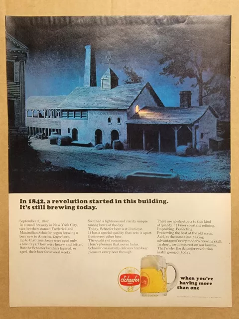 Nostalgic Vintage 1968 Print Ad Advertisement Schaefer Beer 1842 Revolution