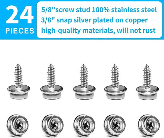 Yeebeny Stainless Steel Screws Marine Grade Boat Canvas Snaps 3/8"Socket with St 2