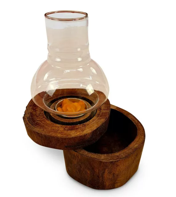 Bois Photophore Avec Boîte Bougeoir Chandelier Photophore Bougies Support Rond