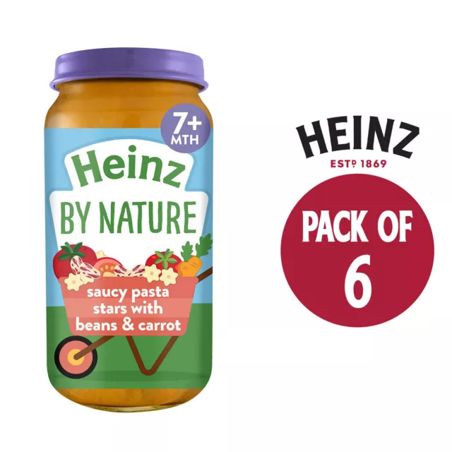 Heinz Baby Food Saucy Pasta Stars Beans Carrot 7+ Pack of 6 Jars Months 200g