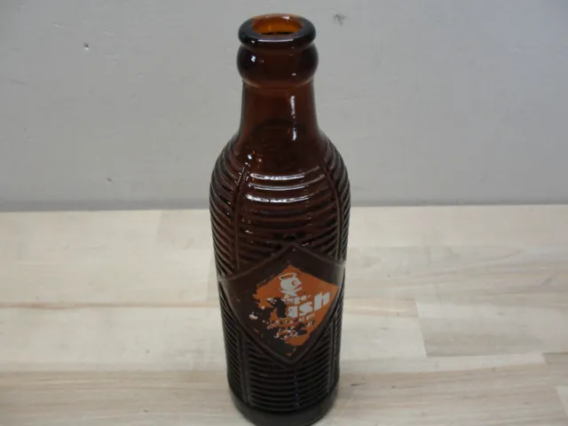 Vintage 7 Oz Ribbed Amber Soda Bottle Pop Orange Crush